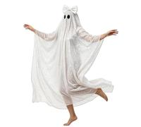 Muspeczenith Women Ghost Costume Halloween Spooky Cape Sequin Disco Ghost Poncho (White, S)