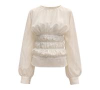 Mussola Blouse with Draped Front Detail - female - Souvenir - Blouses - Beige - L - Blouses & Shirts L