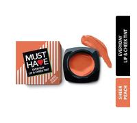 Must Have Everyday Lip & Cheek Tint - Sheer Peach, 8g | Enriched with Vitamin E & Rosehip Oil | Light Creamy Texture | High Colour Payoff | Smooth Natural Finish | Hydrating & Nourishing