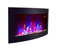 Must Have It BLACK CURVED GLASS ELECTRIC WALL MOUNTED FIRE FIREPLACE