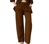 Must Haves for Women Clothes Womens Linen Trousers Casual Ladies Cotton Linen Pants Drawstring Elastic Waist Summer Pants with Pockets Lightweight Comfy Trousers Order Again Brown