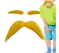 Mustache and Yellow Eyebrows - Funny Self Adhesive Props | Christmas Fake Mustache | Party Halloween Events Holidays Travel Autumn Cosplay Characters Photography