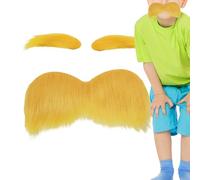 Mustache and Yellow Eyebrows - Funny Self Adhesive Props | Christmas Fake Mustache | Party Halloween Events Holidays Travel Autumn Cosplay Characters Photography