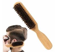 Mustache Brush for Barber - Natural Hair Comb, Textured Handle Brush | Compact Beard Taming Design, Curved Bristle Smoothing Tool Men's Styling Routine Gift Kit Travel Use or Salon Station