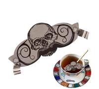 Mustache Drink Guard - Stainless Steel 7.5 x 3 cm 60g | Mustache Protector for Cup with Skull Design, Coffee Drinking, Beer Tasting | Beard Protection Shield Home, Bar