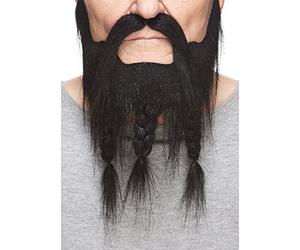 Mustaches Self Adhesive, Novelty, Braided, Captain Fake Beard and Fake Mustache, Black Color