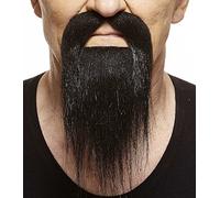 Mustaches Self Adhesive, Novelty, Long Ducktail Fake Beard, False Facial Hair, Black Color