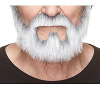 Mustaches Self Adhesive, Novelty, On Bail Fake Beard, False Facial Hair, Gray with White Color