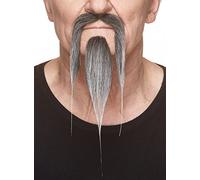 Mustaches Self Adhesive, Novelty, Shaolin Fake Beard and Fake Mustache, Salt and Pepper Color