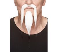 Mustaches Self Adhesive, Novelty, Shaolin Fake Beard and Fake Mustache, White Color