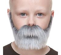 Mustaches Self Adhesive, Novelty, Small Nobleman Fake Beard and Fake Mustache, Salt and Pepper Color