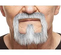 Mustaches Self Adhesive, Novelty, Van Dyke Fake Beard, False Facial Hair, Gray with White Color