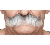 Mustaches Self Adhesive Rocking Grandpa's Fake Mustache, Novelty, False Facial Hair, Costume Accessory for Adults, Gray and White Color