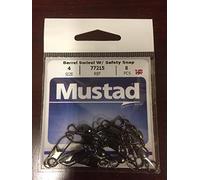 Mustad Barrel Swivel W/Safety Snap Fishing Terminal Tackle (8 Pack), Black, Size 4