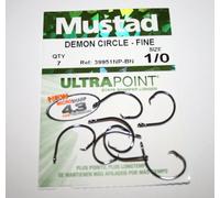 Mustad Demon Circle Hooks Fine 39951NP-BN size 1/0 Qty 7 by Mustad