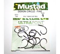 Mustad Demon Circle Hooks Fine 39951NP-BN size 1 Qty 10