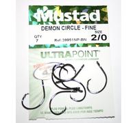 Mustad Fishing Hooks, Demon Circle Fine 39951NP-BN, size 2/0, 7 pieces