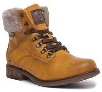 Mustang 1295-609 Womens Lace Up Casual Ankle Womens Boots In Yellow UK 4- 8
