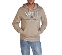 Mustang Bennet Men's Hoodie, Regular Fit, Hooded Pullover, Print, 100% Cotton, Black, Green, Blue, Beige, S, M, L, XL, XXL, 3XL, Moon Rock (1016077-3134), M