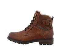 MUSTANG - Brown ankle boots with a low cut heel with a zip and round laces, Brown, 8 UK
