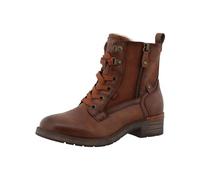 MUSTANG - Brown ankle boots with a low cut heel with a zip and round laces, Brown, 8 UK