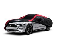 Mustang Car Cover Waterproof All Weather with Red Strip Design, Custom Fit for Ford Mustang 2005-2025, Mustang Accessory with Door Zipper & Windproof Straps