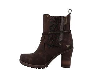 MUSTANG High Heel Side Zip Womens Ankle Boots in Mocha