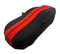 Mustang Indoor Car Cover - Ultraguard Sport Series Stretch Satin The Ultimate Custom Fit : Black with Red Stripes for 2005-2023 Ford Mustang V6/Ecoboost/GT/Bullitt/Shelby GT350