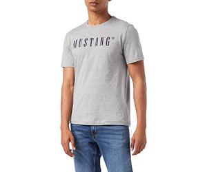 MUSTANG Mens Alex C Logo Tee T-Shirt, Mid Grey Melange 4140, M UK