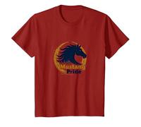 Mustang Pride School Spirit Bold Stallion Logo T-Shirt, Kids, Cranberry, 2 Years