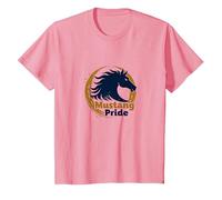 Mustang Pride School Spirit Bold Stallion Logo T-Shirt, Kids, Pink, 3 Years
