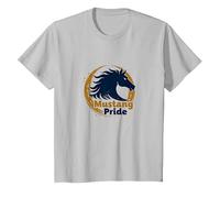 Mustang Pride School Spirit Bold Stallion Logo T-Shirt, Kids, Silver, 2 Years