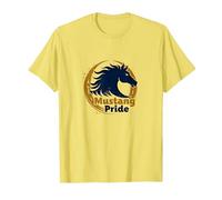 Mustang Pride School Spirit Bold Stallion Logo T-Shirt, Men, Lemon, S