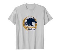 Mustang Pride School Spirit Bold Stallion Logo T-Shirt, Men, Silver, L