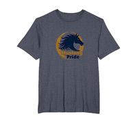Mustang Pride School Spirit Bold Stallion Logo T-Shirt, Men's Big and Tall, Heather Blue, 3X Tall