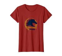 Mustang Pride School Spirit Bold Stallion Logo T-Shirt, Women, Cranberry, L