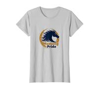 Mustang Pride School Spirit Bold Stallion Logo T-Shirt, Women, Silver, L