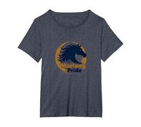 Mustang Pride School Spirit Bold Stallion Logo T-Shirt, Women's Plus, Heather Blue, 2X