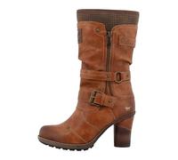 MUSTANG Side Zip High Heel Womens Ankle Boots in Cognac - 5.5 UK
