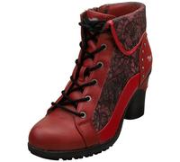 Mustang Side Zip High Heel Womens Ankle Boots in Red Multicolour - 5 UK