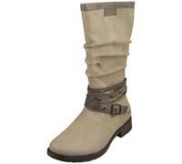 MUSTANG Side Zip Low Heel Womens Knee High Boots in Off White