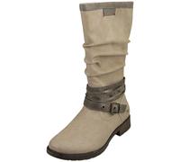 Mustang Side Zip Low Heel Womens Knee High Boots in Off White - 5 UK