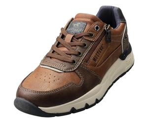 MUSTANG Side Zip Low Sneaker Mens Fashion Trainers in Cognac - 9.5 UK