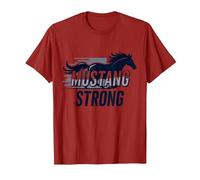 Mustang Strong School Spirit Powerful Stallion Pride T-Shirt, Men, Cranberry Red, XX-Large