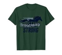 Mustang Strong School Spirit Powerful Stallion Pride T-Shirt, Men, Dark Green, Medium