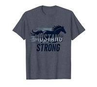 Mustang Strong School Spirit Powerful Stallion Pride T-Shirt, Men, Heather Blue, XXL
