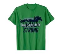 Mustang Strong School Spirit Powerful Stallion Pride T-Shirt, Men, Kelly Green, 3X-Large