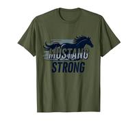 Mustang Strong School Spirit Powerful Stallion Pride T-Shirt, Men, Olive Green, Small