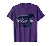 Mustang Strong School Spirit Powerful Stallion Pride T-Shirt, Men, Purple, Medium