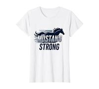 Mustang Strong School Spirit Powerful Stallion Pride T-Shirt, Women, White, S